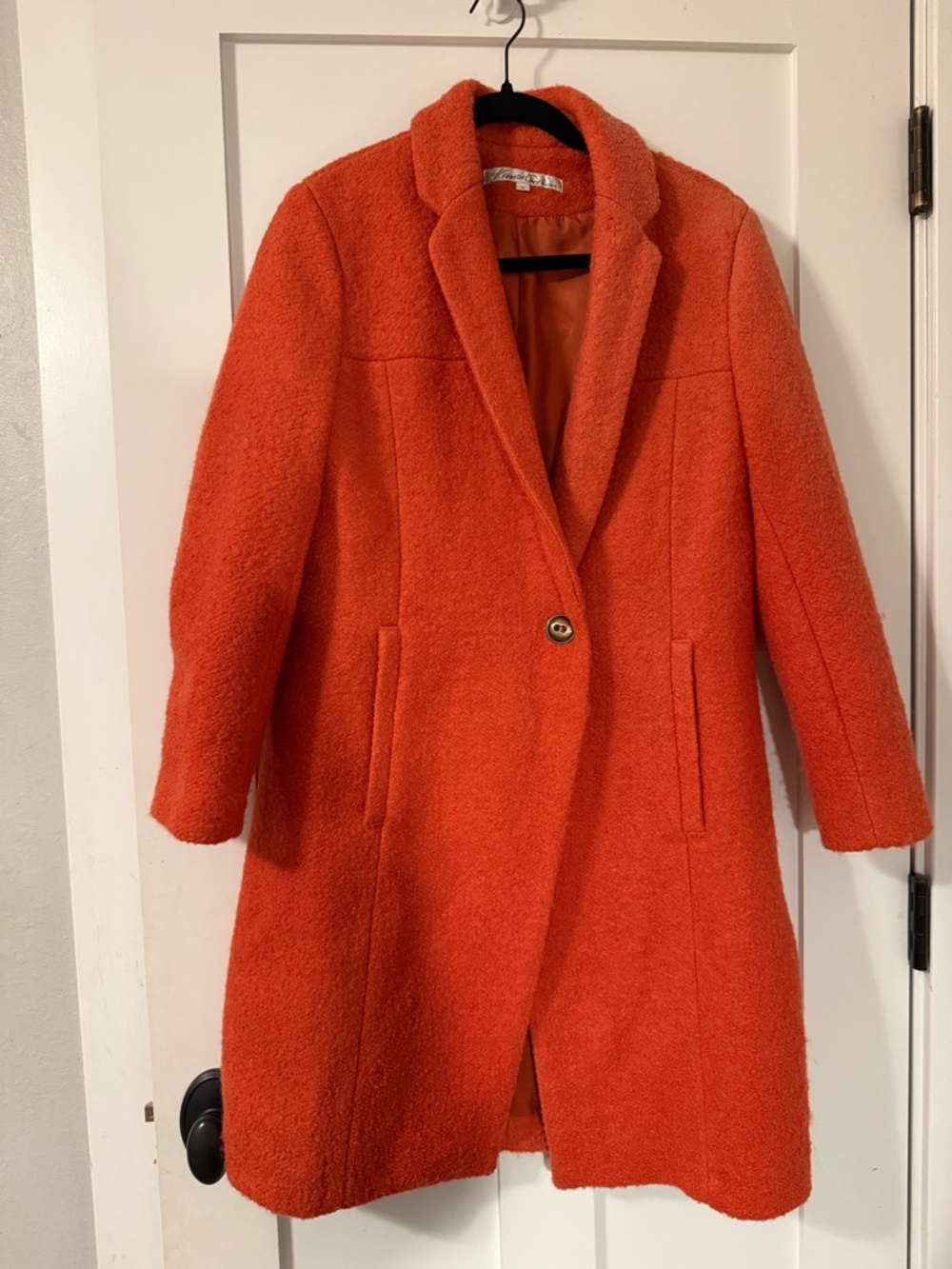 Kenneth Cole New York Single-Button Orange Pea Coat